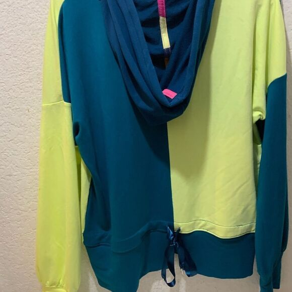 NWT Tek Gera Women's On the Go Active Hoodie Teal and Yellow Size medium - Picture 4 of 8